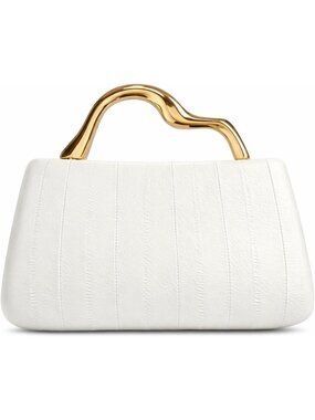 Women's White Vegan Leather Small Textured Elevate Evening Cocktail Clutch Bag